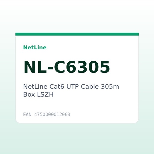[NL-C6305] NetLine Cat6 UTP Cable 305m Box LSZH