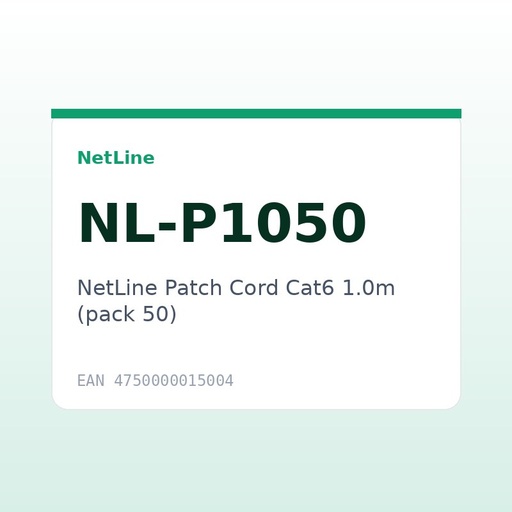 [NL-P1050] NetLine Patch Cord Cat6 1.0m (pack 50)